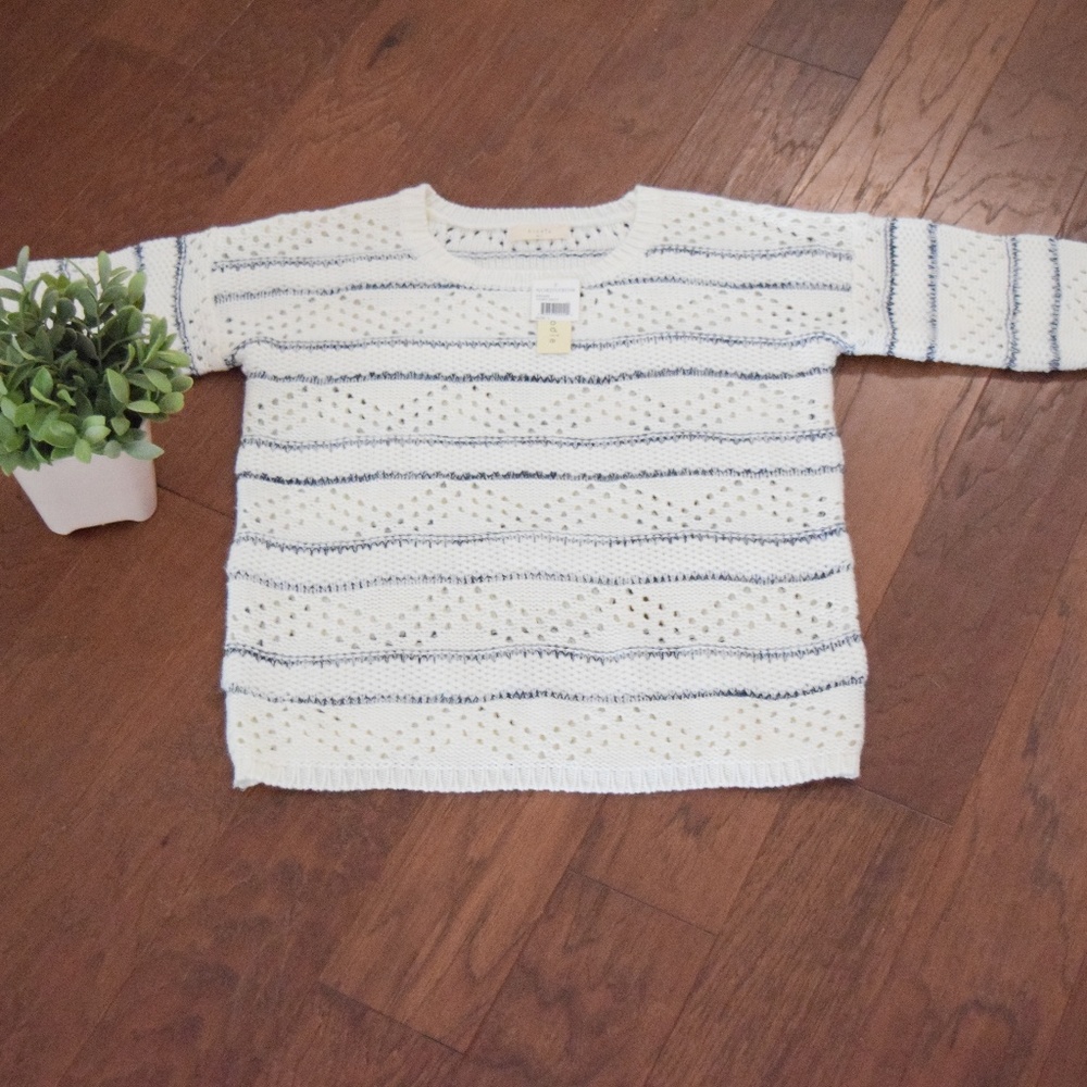 [Elodie] Nordstorm White & Blue Sweater Large NWT